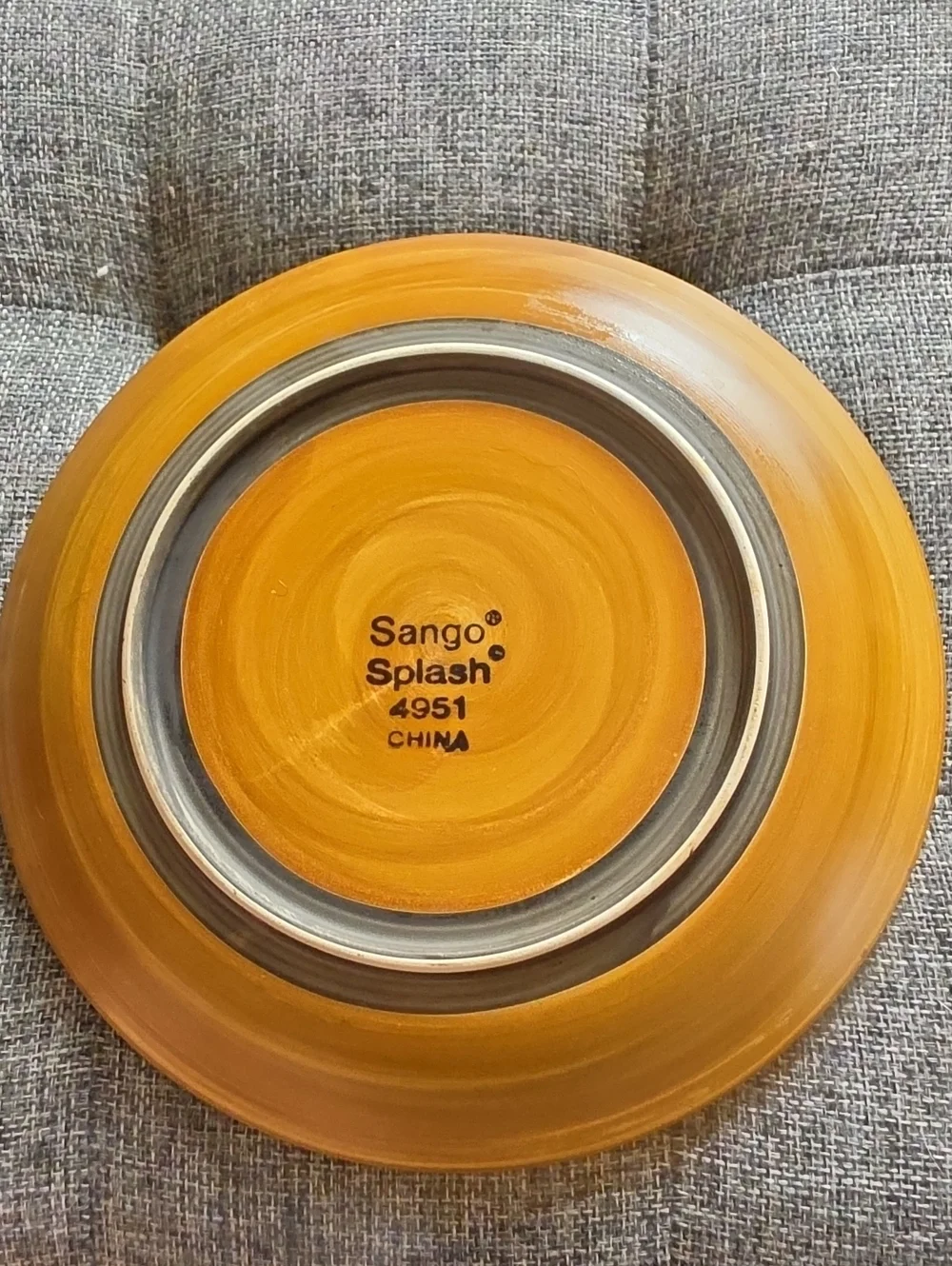Sango Splash 4951 Brown Stoneware 8.25 Plates with Concentric Glaze Set of 4